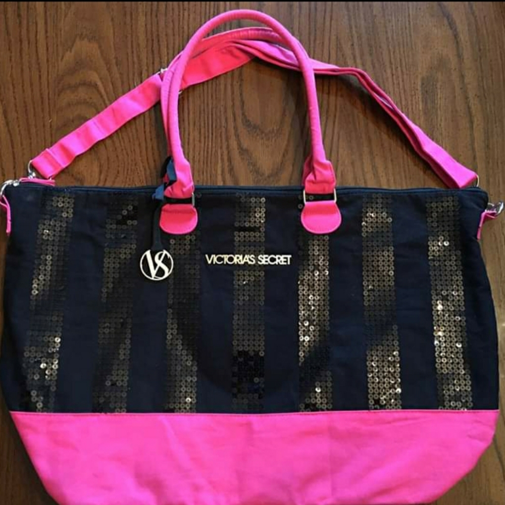 Victoria's Secret Large Weekender Tote Bag Black A